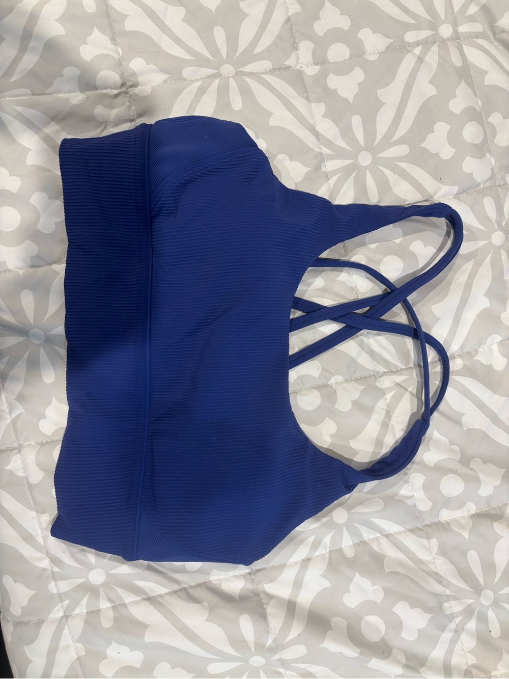 Womens Lululemon Long Line Energy Bra, ribbed blue size 12, worn a couple times
